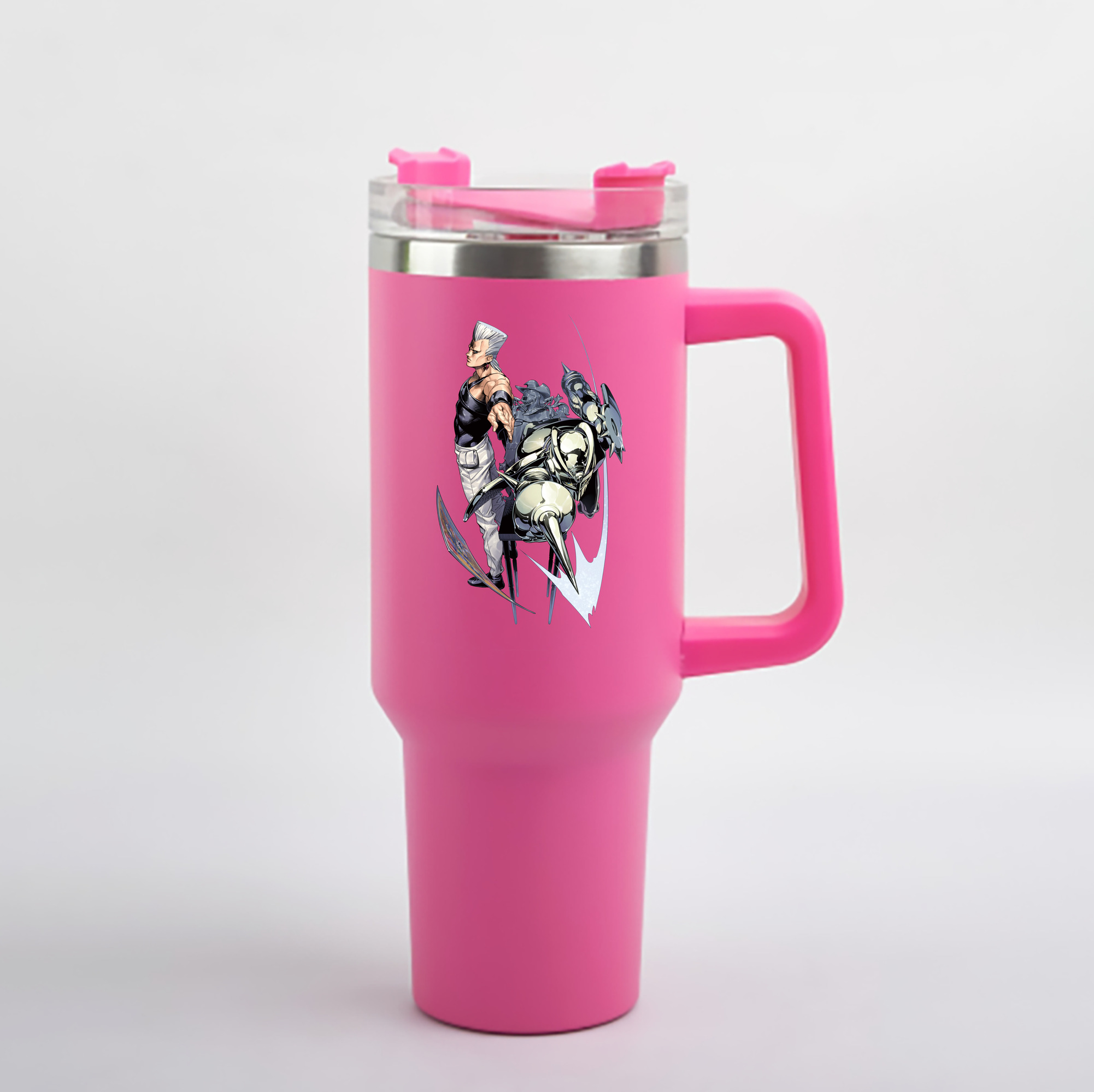 （画像用） ジョジョの奇妙な冒険 ジャン＝ピエール?ポルナレフ JoJo's Bizarre Adventure Jan Pierre Polnareff 1200mL車用タンブラー - クリスタルステッカー（プラスチックストロー付き）